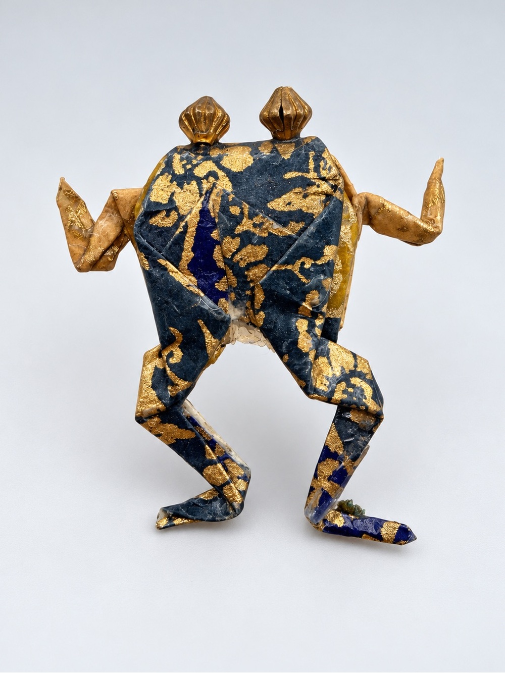 Handcrafted Japanese Washi Origami Frog Artisan Lapel Pin Brooch.